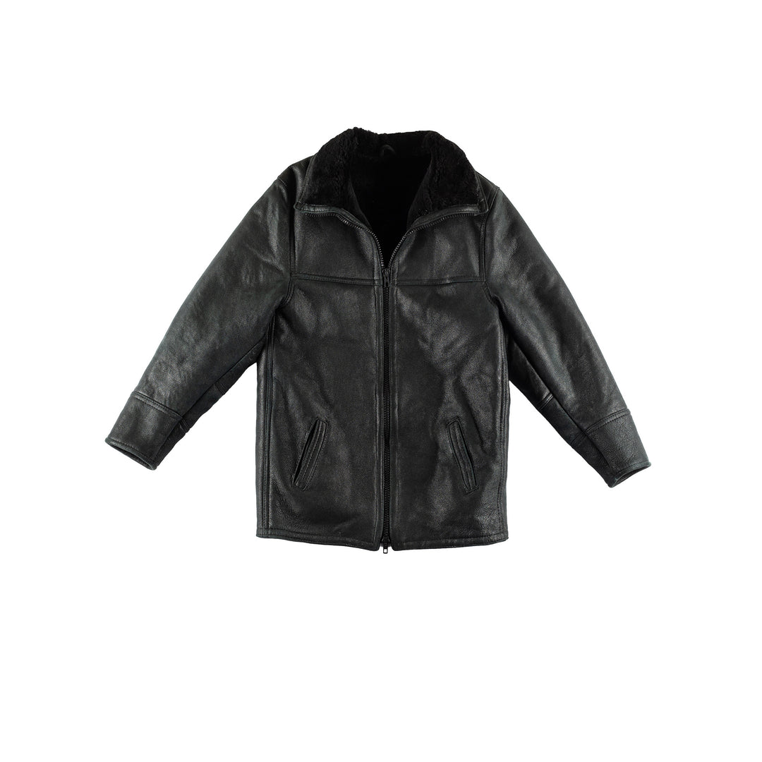 Vintage 80's Men Sheepskin Coat in BlackVN467