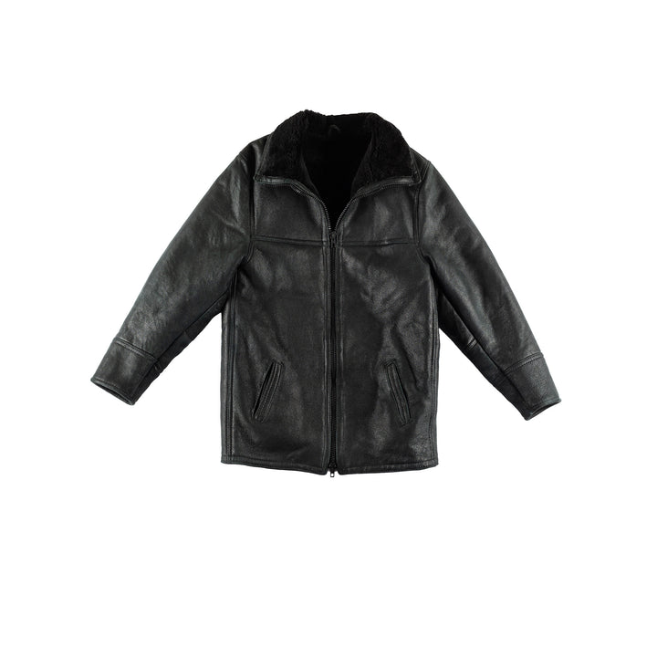 Vintage 80's Men Sheepskin Coat in BlackVN467