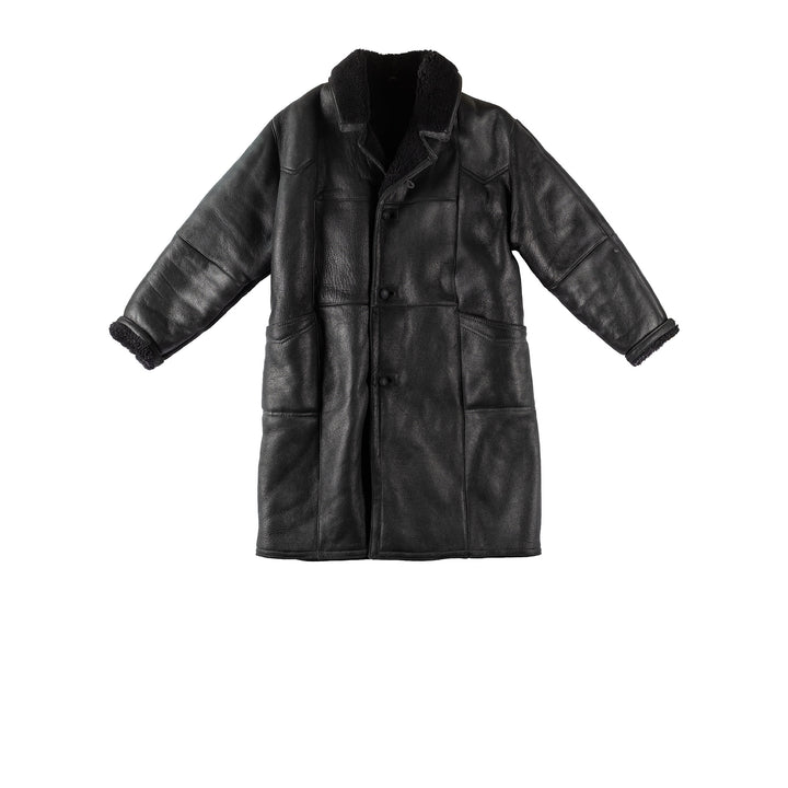 Vintage 90's Men Sheepskin Coat in BlackVN311