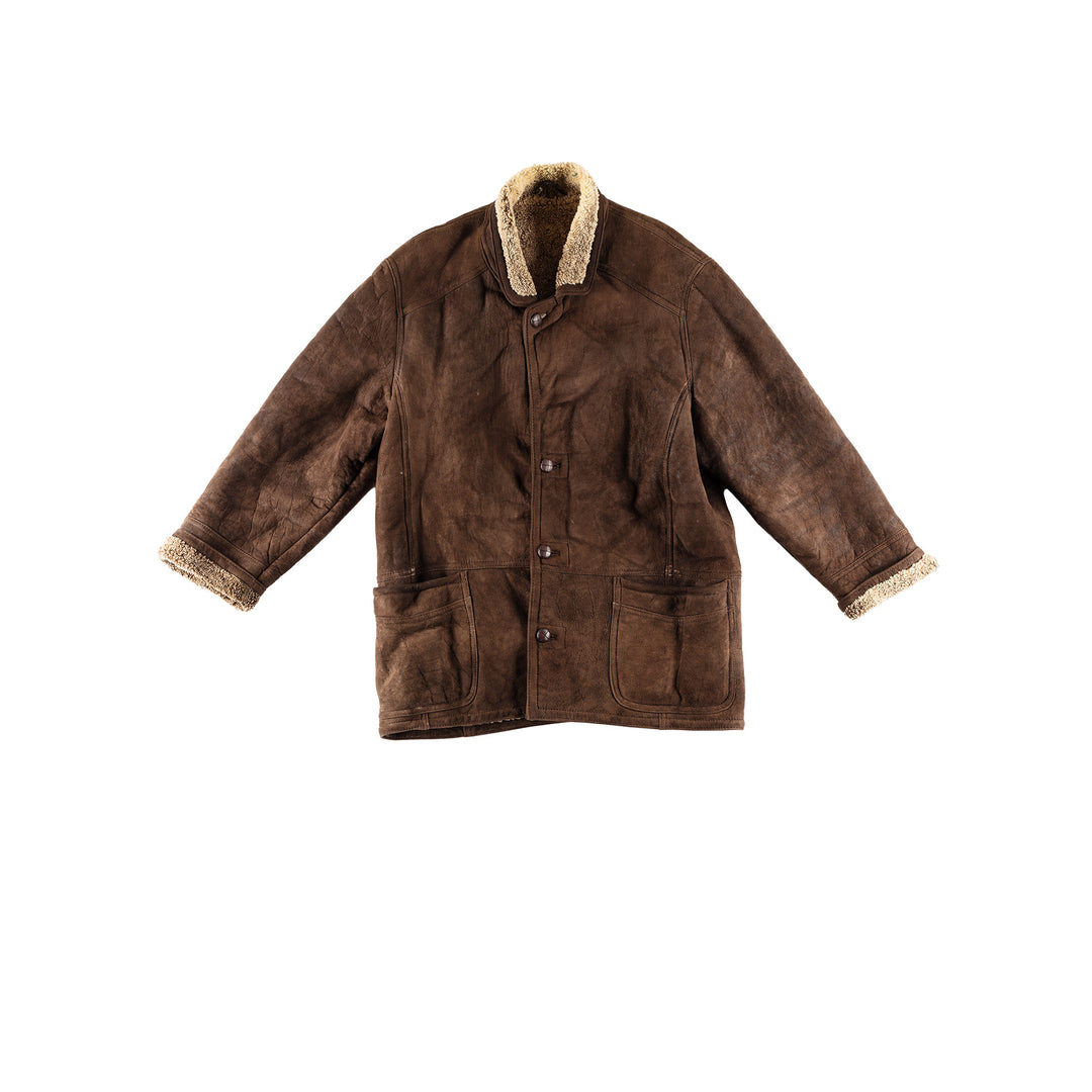 Vintage 80's Men Sheepskin Coat in BrownVN760