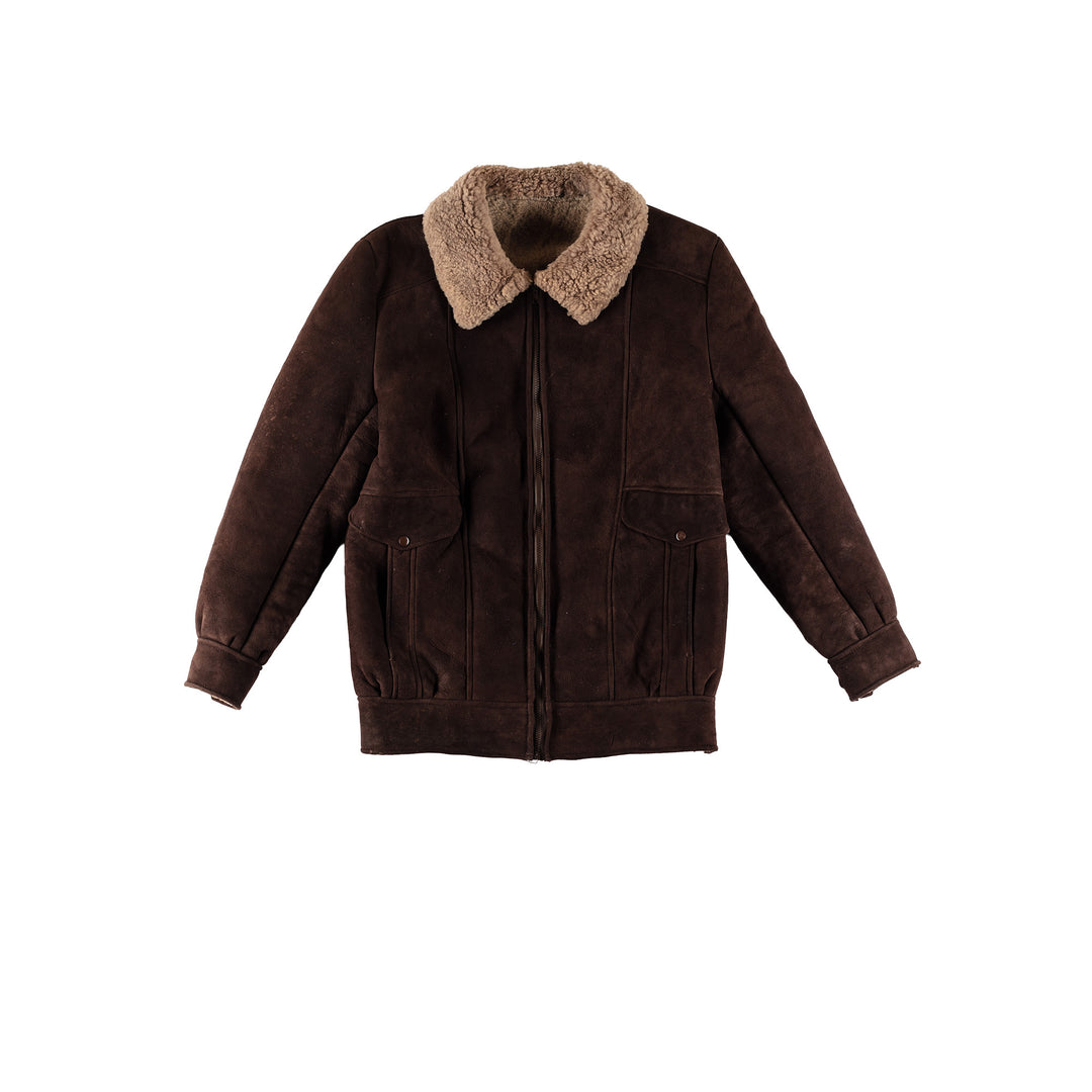 Vintage 80's Men Sheepskin Coat in BrownVN690