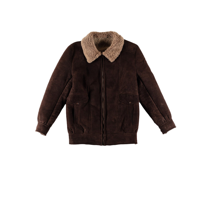 Vintage 80's Men Sheepskin Coat in BrownVN690