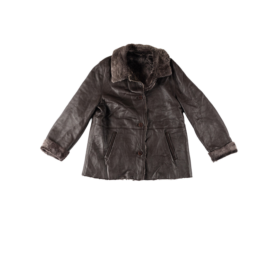 Vintage 80's Women Sheepskin Jacket in BrownMN362