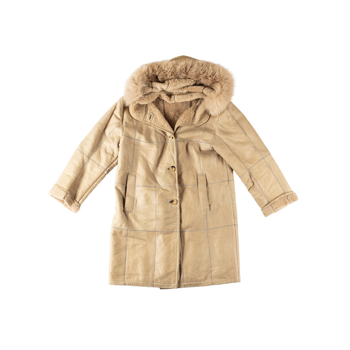 Vintage 80's Women Sheepskin Coat in BeigeMN568