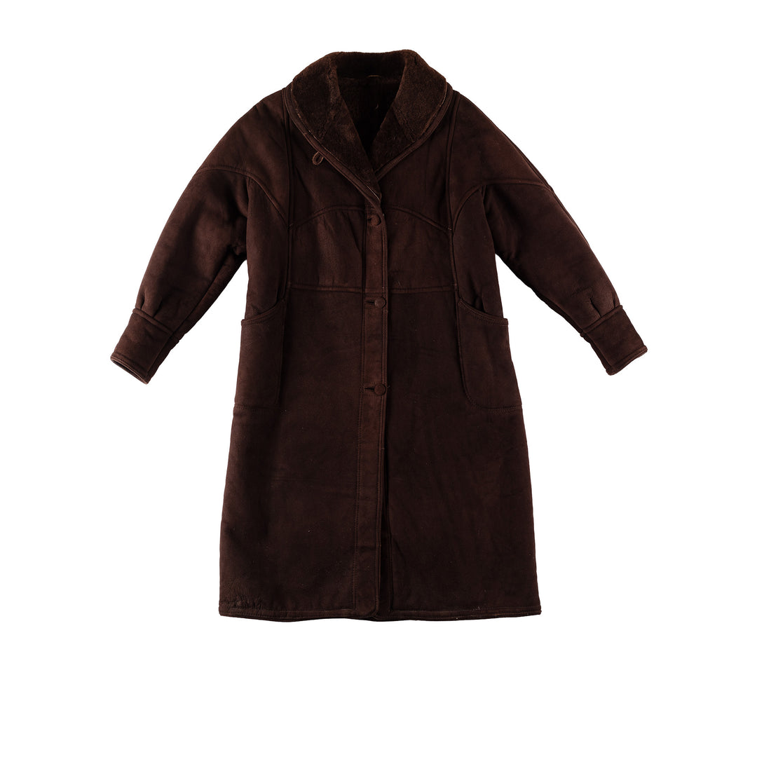 Vintage 80's Women Sheepskin Coat in BrownMN740