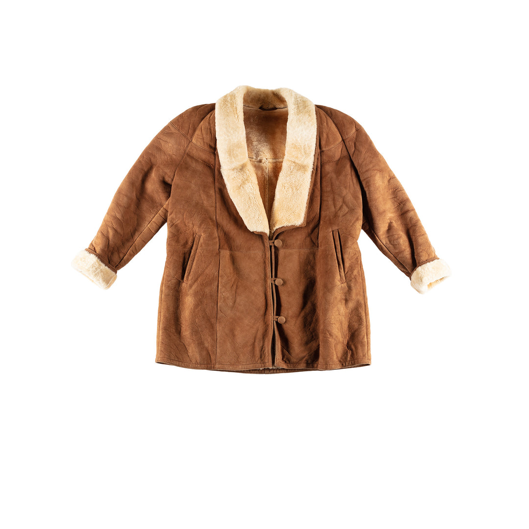 Vintage 80's Women Sheepskin Coat in BrownMN458