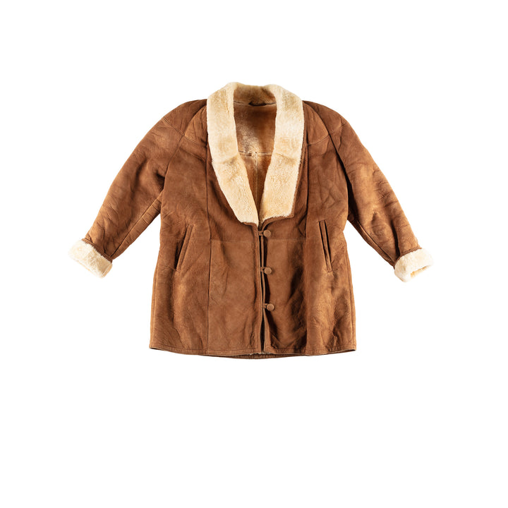 Vintage 80's Women Sheepskin Coat in BrownMN458