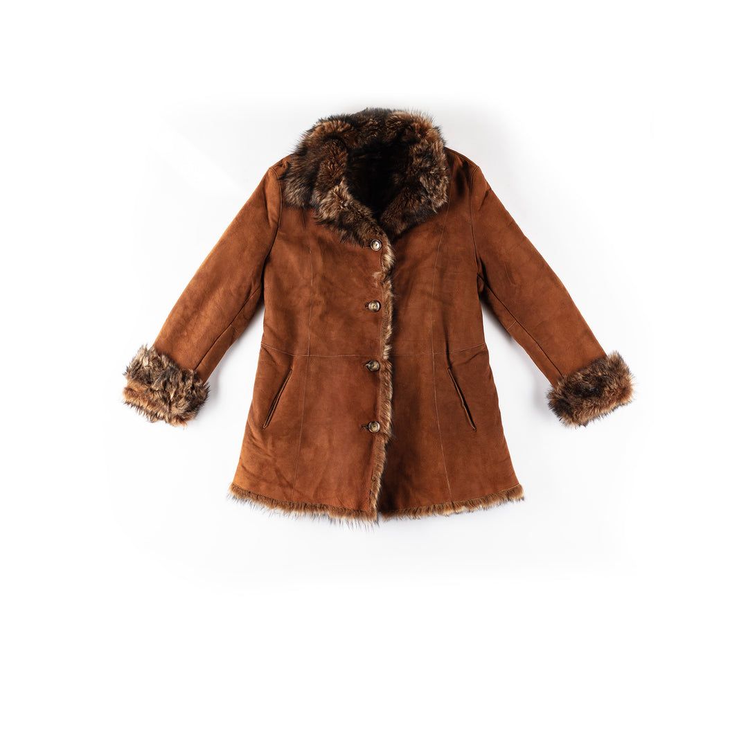 Vintage 70's Women Sheepskin Coat in BrownMN366