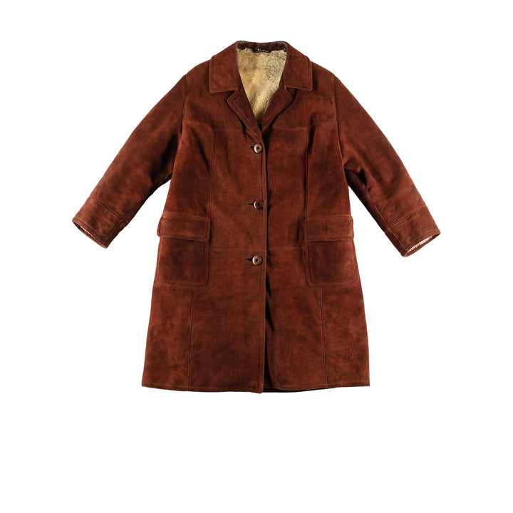 Vintage 80's Women Sheepskin Coat in BrownMN501