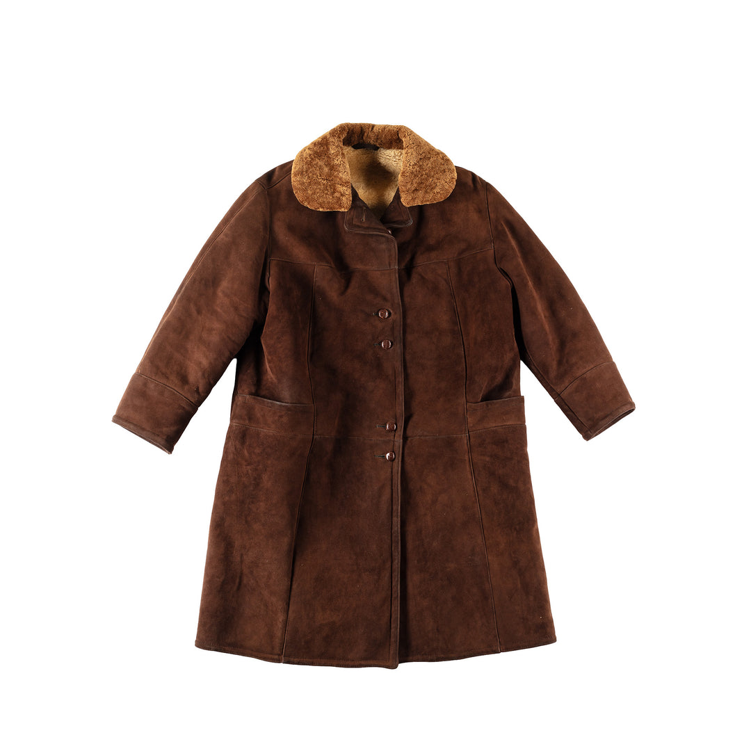 Vintage 80's Women Sheepskin Coat in BrownMN267