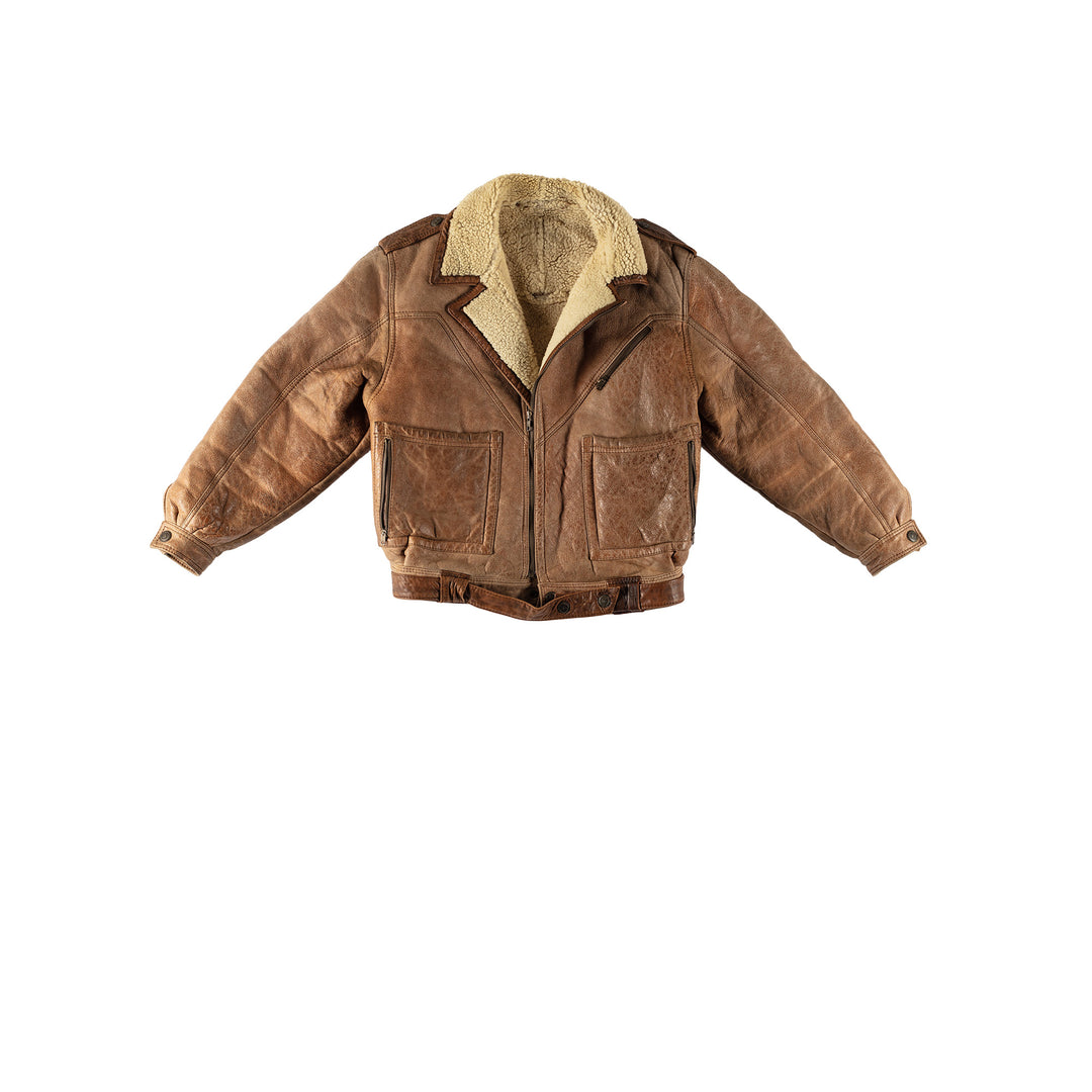 Vintage 80's Men Sheepskin Jacket in BrownVN538