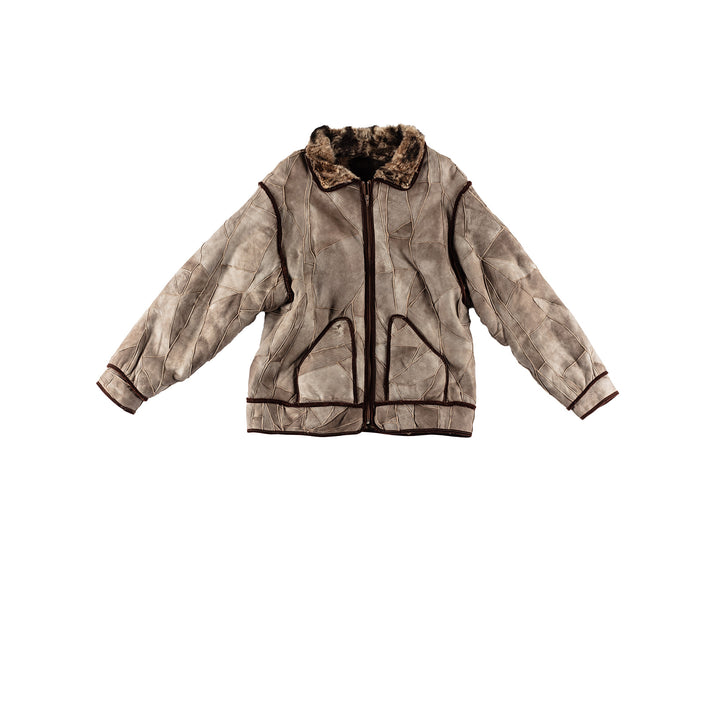 Vintage 80's Women Sheepskin Coat in GrayMN484