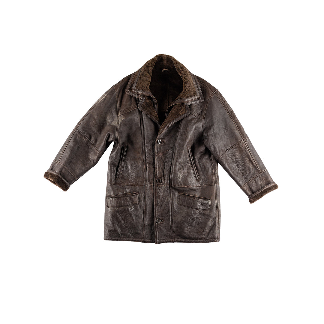 Vintage 80's Men Sheepskin Coat in BrownVN446