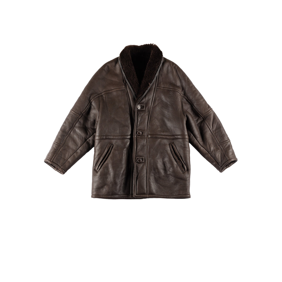Vintage 80's Men Sheepskin Coat in BrownVN732