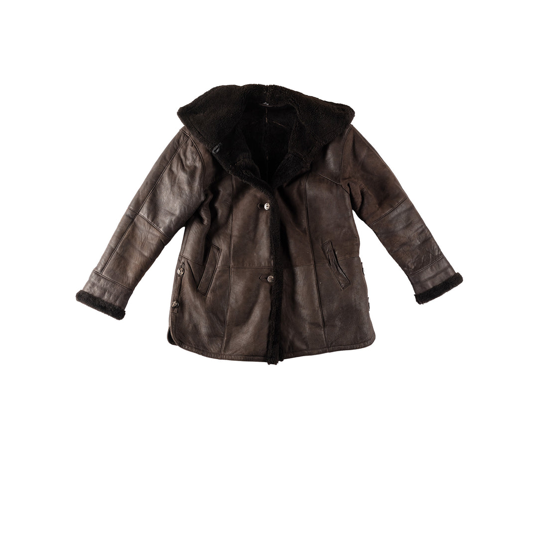 Vintage 80's Women Sheepskin Coat in BrownMN352