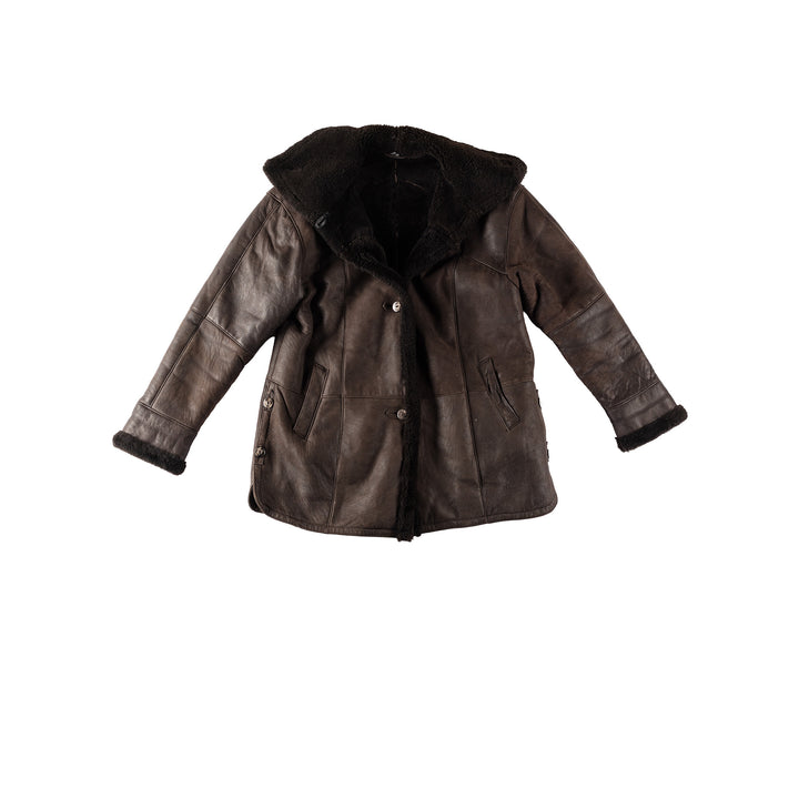 Vintage 80's Women Sheepskin Coat in BrownMN352