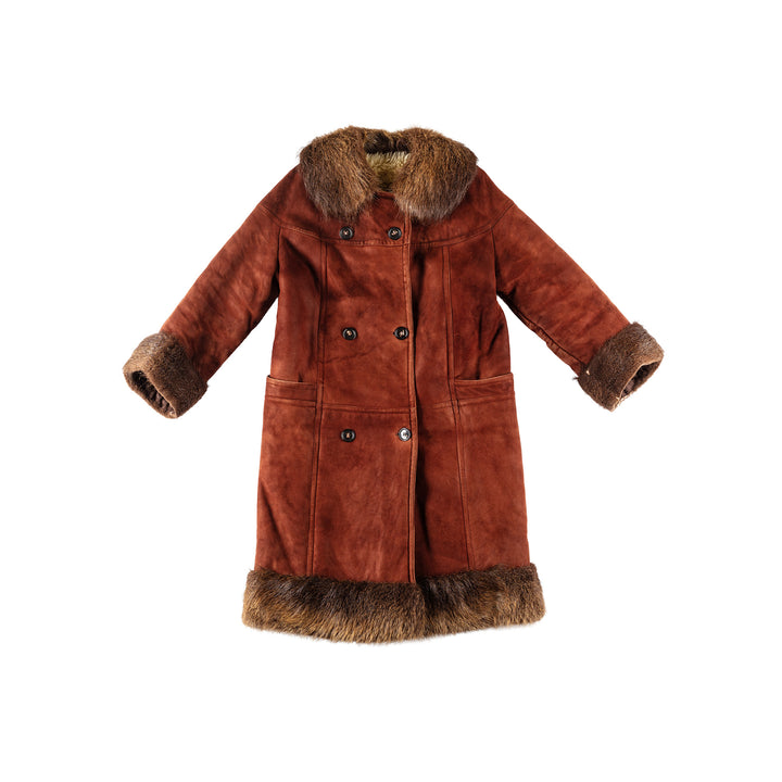 Vintage Women Sheepskin Coat in RedMN279