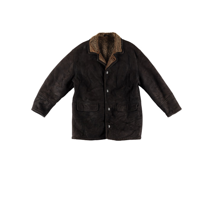 Vintage 80's Men Sheepskin Coat in BlackVN738