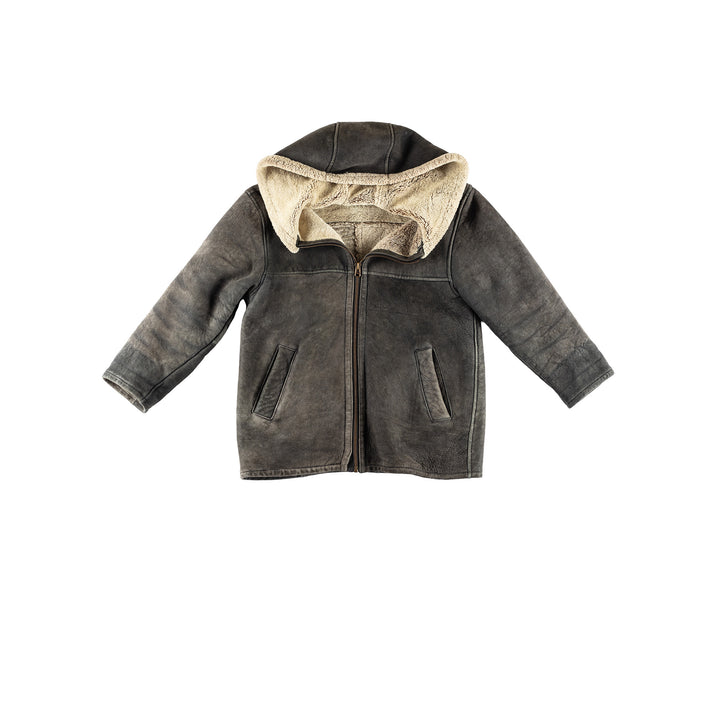 Vintage 80's Women Sheepskin Coat in GrayMN403