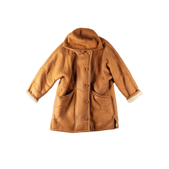 Vintage 80's Women Sheepskin Coat in BrownMN570