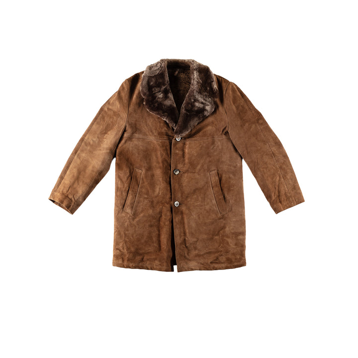 Vintage 70's Men Faux Sheepskin Coat in BrownVN537