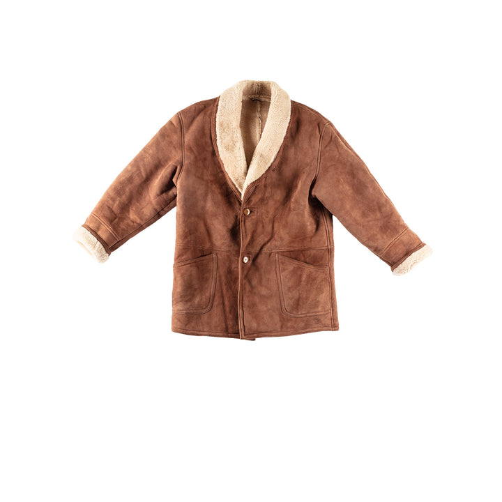 Vintage 80's Men Sheepskin Coat in BrownVN326
