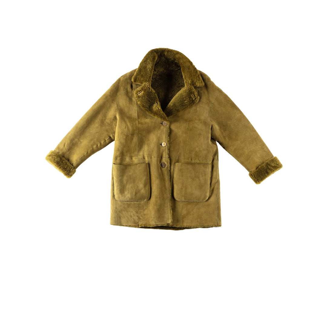 Vintage 70's Women Sheepskin Coat in GreenMN349