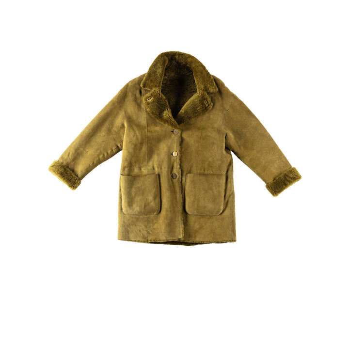 Vintage 70's Women Sheepskin Coat in GreenMN349