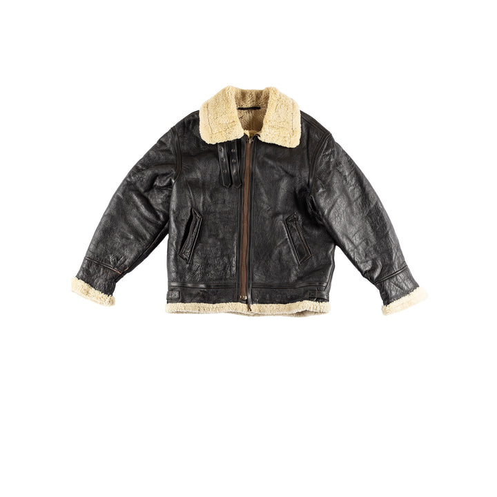 Vintage 80's Men Sheepskin Jacket in BlackVN457
