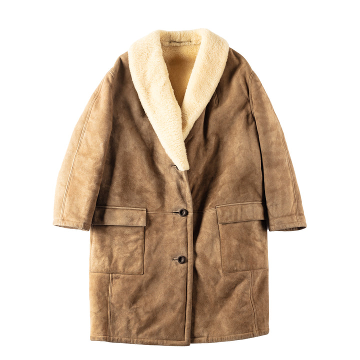 Vintage 70's Women Sheepskin Shearling Coat in Brown