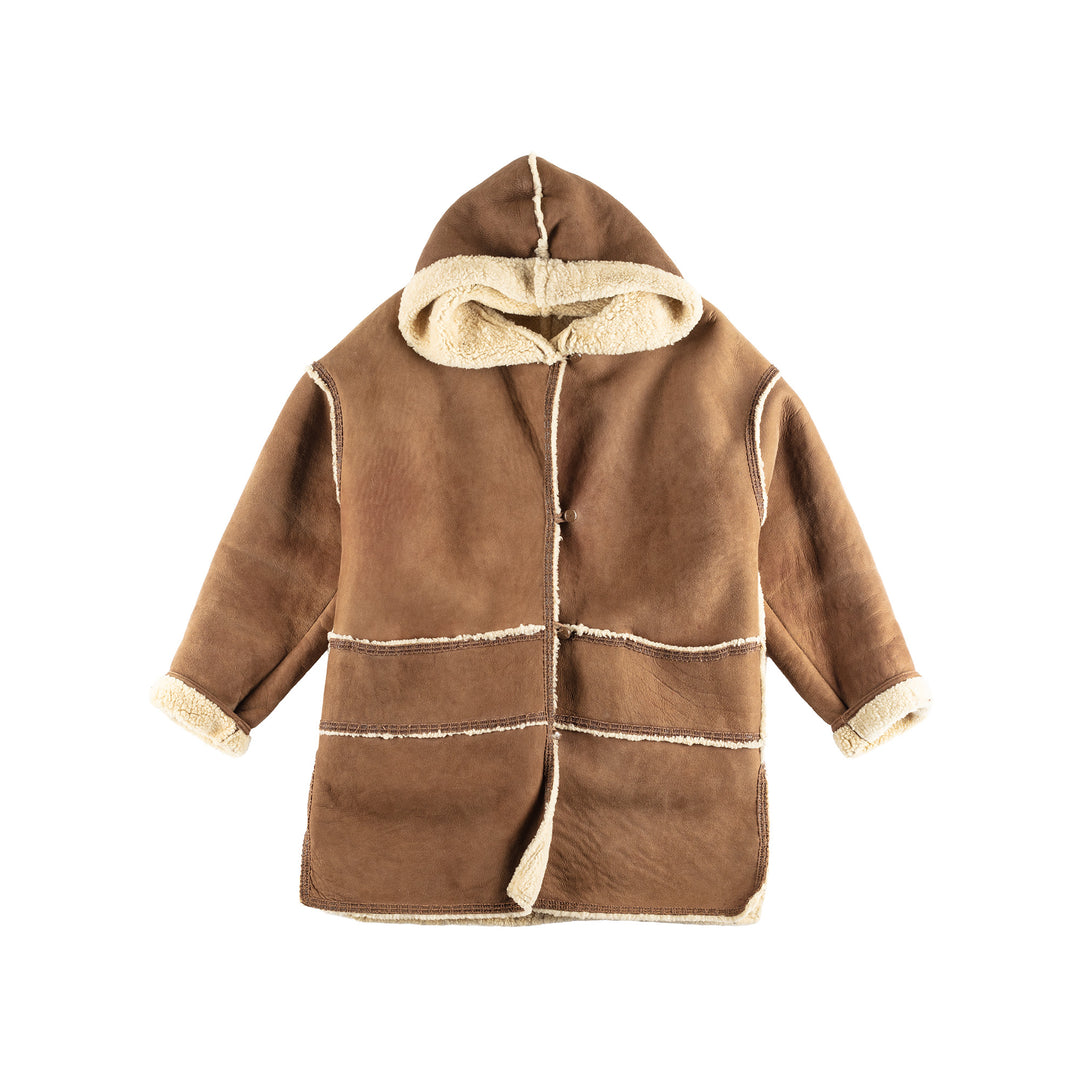 Vintage 90's Women Sheepskin Coat in Brown