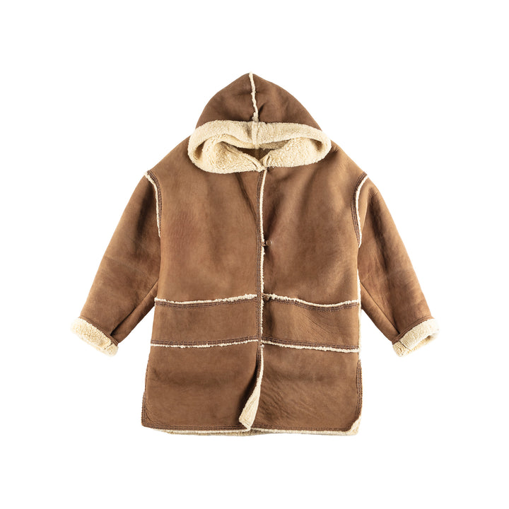 Vintage 90's Women Sheepskin Coat in Brown