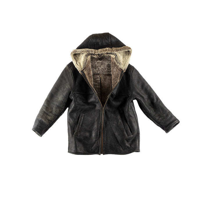 Vintage 80's Men Sheepskin Coat in BlackVN775