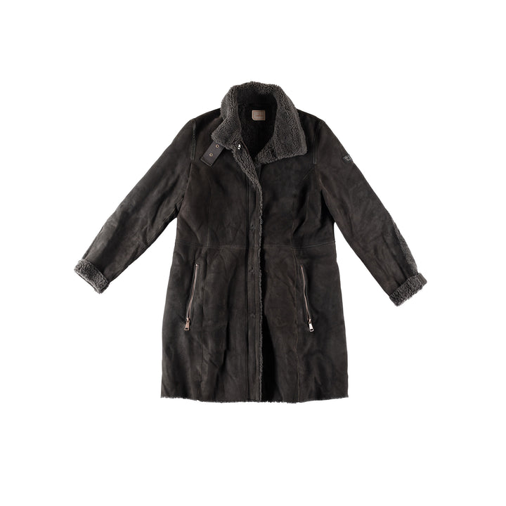 Vintage 80's Women Sheepskin Coat in GrayMN473