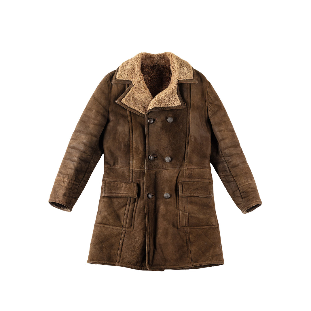 Vintage 70's Men Sheepskin Coat in BrownVN291