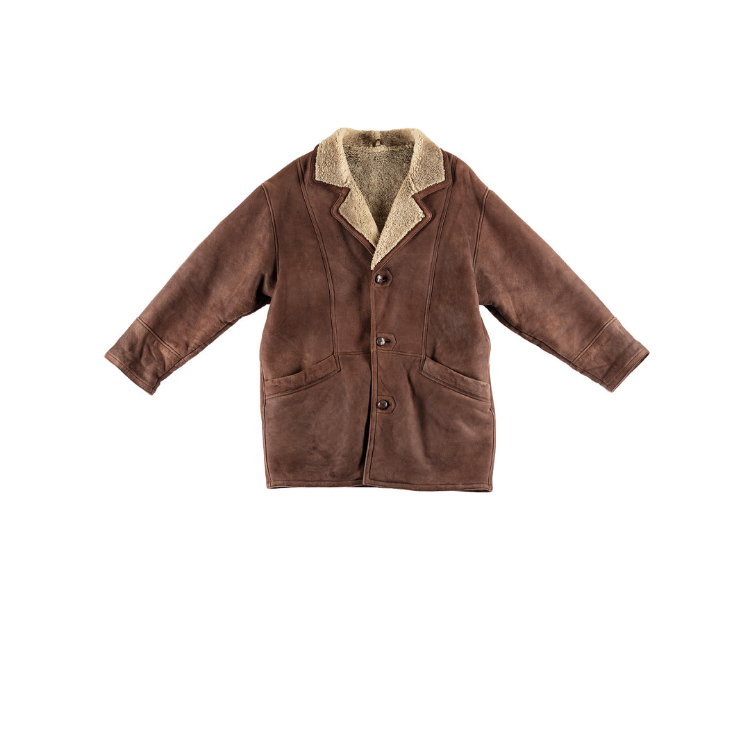 Vintage 80's Men Sheepskin Coat in BrownVN440