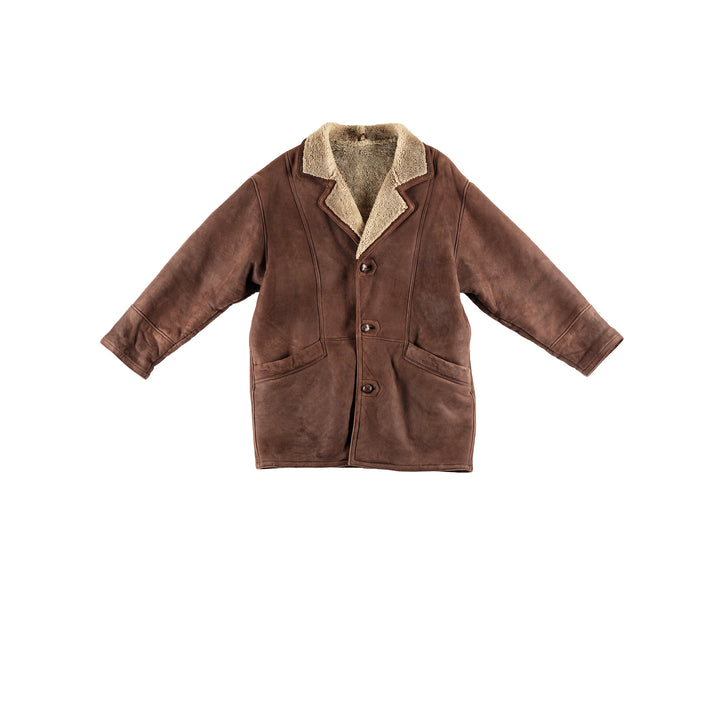 Vintage 80's Men Sheepskin Coat in BrownVN440