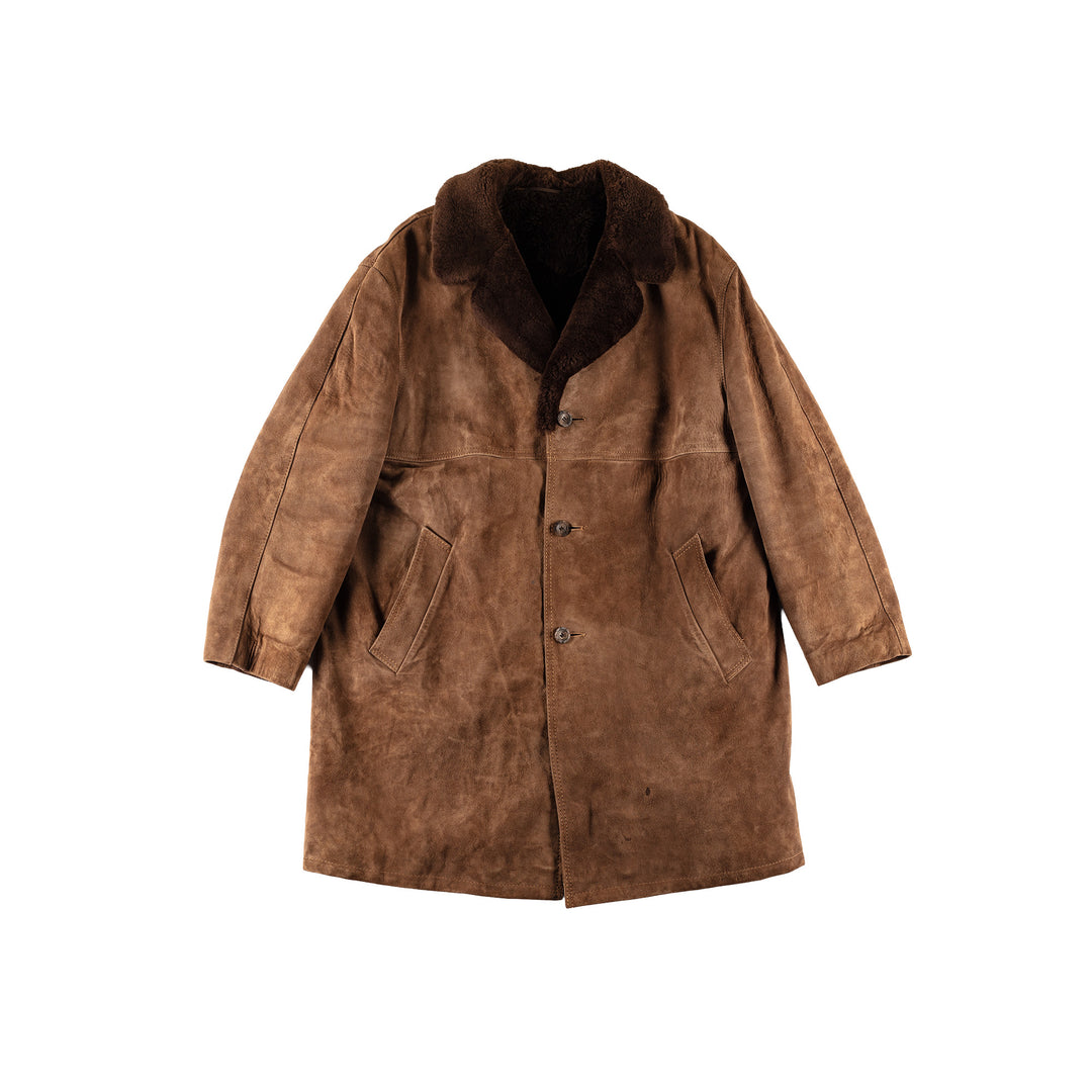 Vintage 80's Men Faux Sheepskin Coat in BrownVN716