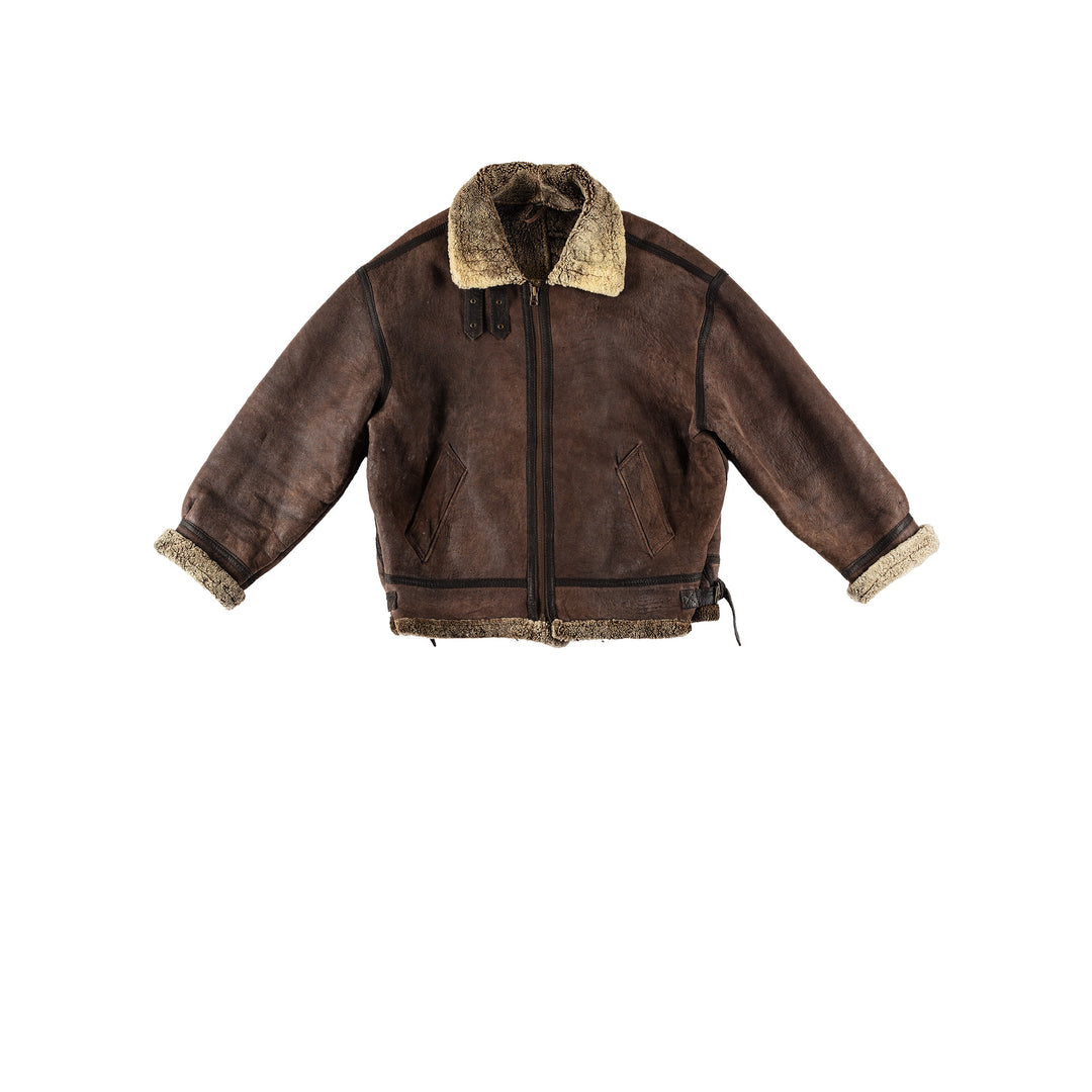Vintage 80's Men Sheepskin Jacket in BrownVN694