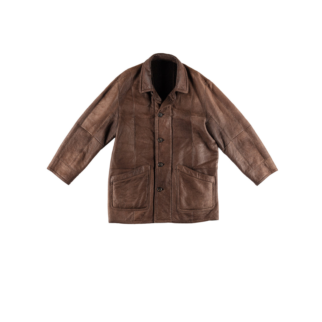 Vintage 80's Men Sheepskin Coat in BrownVN468