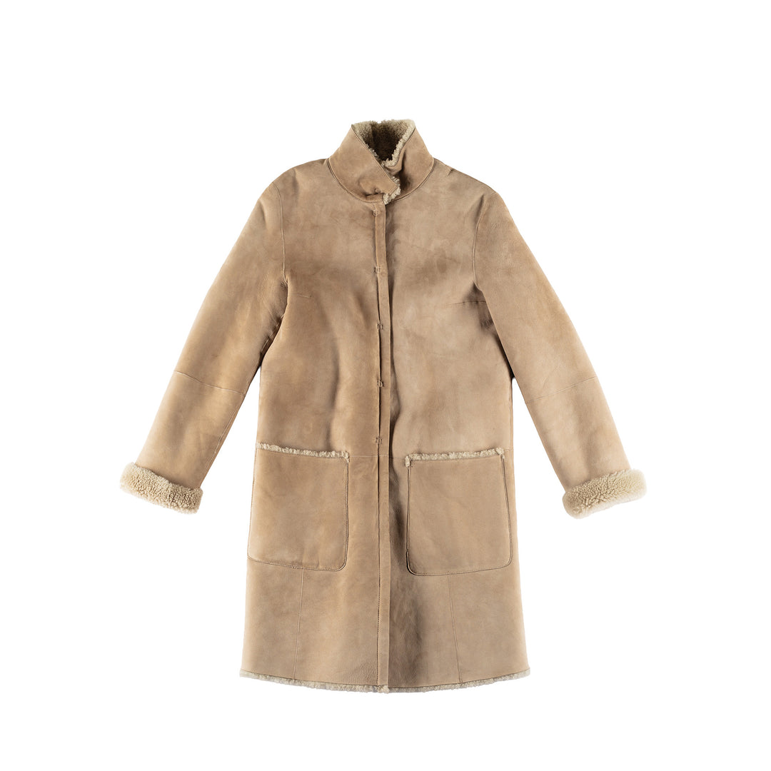 Vintage 70's Women Sheepskin Coat in BeigeMN461