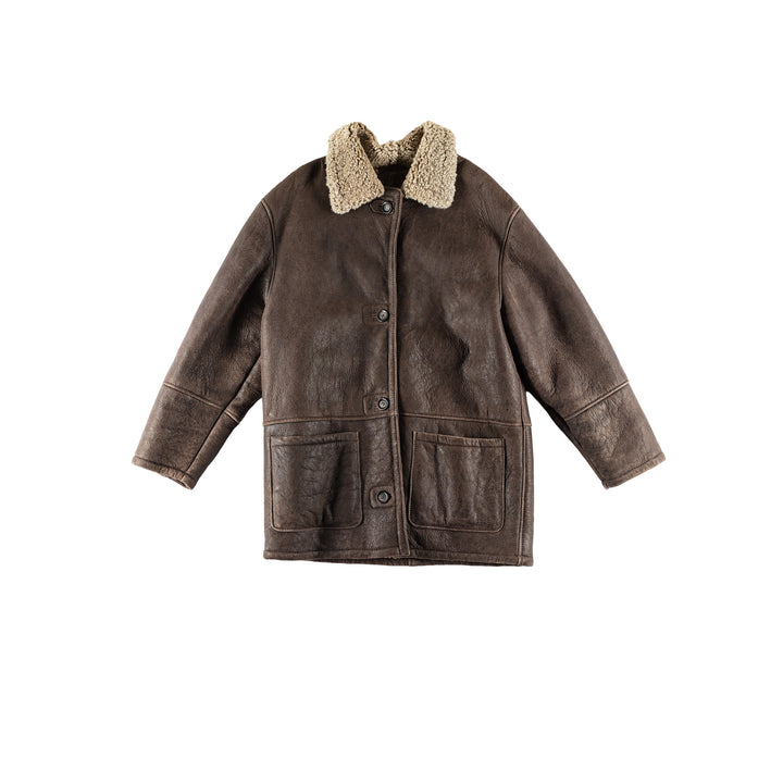 Vintage 80's Women Sheepskin Coat in BrownMN790