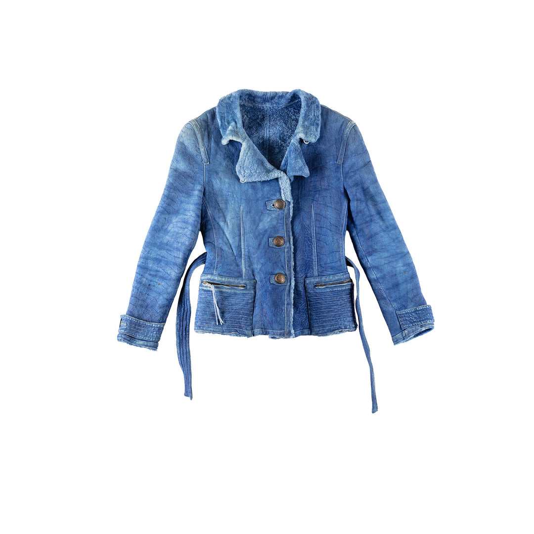 Vintage 70's Women Sheepskin Jacket in BlueMN285
