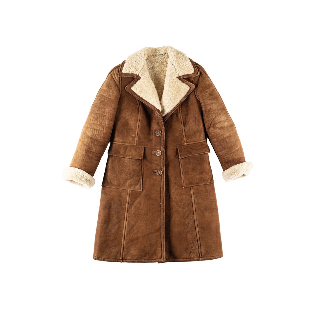 Vintage 70's Women Sheepskin Coat in BrownMN270