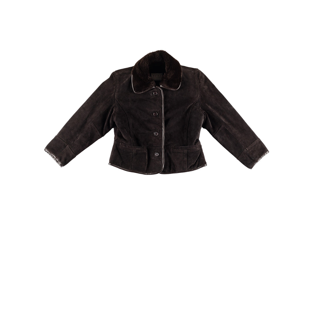 Vintage 70's Women Faux Sheepskin Jacket in BrownMN392