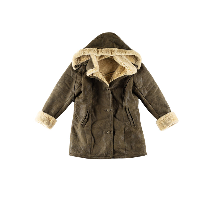 Vintage 70's Women Sheepskin Coat in GreenMN803