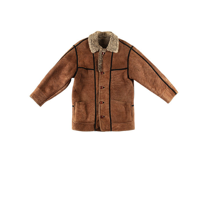 Vintage 80's Men Sheepskin Coat in BrownVN697
