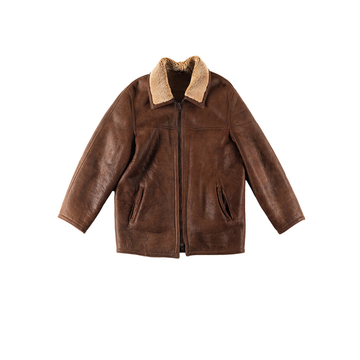 Vintage 80's Men Sheepskin Coat in BrownVN387