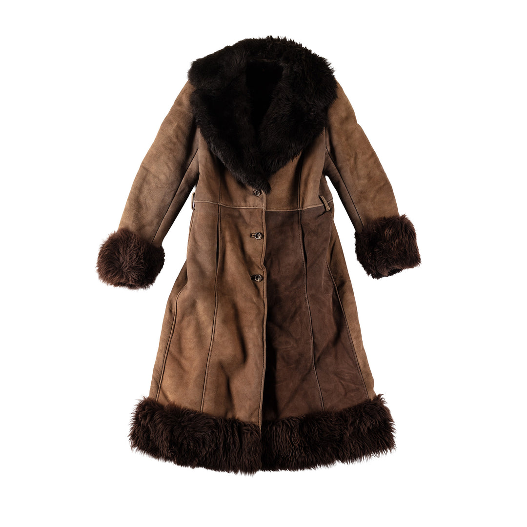 Vintage 70's Women Sheepskin Coat in BrownMN613