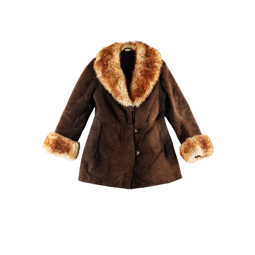 Vintage 70's Women Sheepskin Coat in BrownMN785